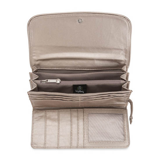 Portefeuilles Kipling Money Land Metallic Snap Wallet Beige | FR 1038MQ